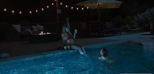  VIXEN Janice Griffith and Ivy Wolfe Sneak Into Backyard For Nighttime Pool Fun